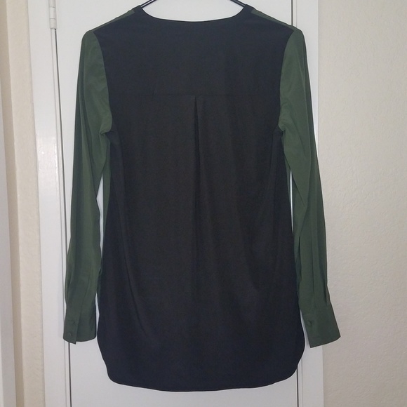Tory Burch Silk Blouse Green & Black Size 0 - Picture 2 of 8